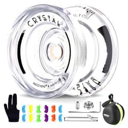 MAGICYOYO K2 Crystal White Responsive Yoyo for Kids Beginners, Plastic Trick Yo Yo, Dual Purpose Professional Yo Yo for Adults with Unresponsive Bearing Kit+ 12 Yoyo Strings + Storage Case