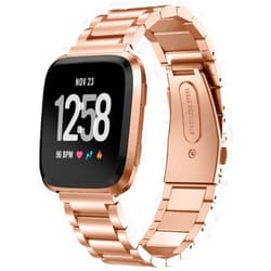 MoreanBelt Moran Metal Band Compatible with Fitbit Versa 2/Versa/Versa Lite Edition Solid Stainless Steel Strap Replacement Bracelet Wristband Women Men