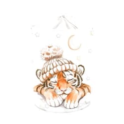 Clastyle Sleeping Animal Baby Laundry Hamper Kid Storage Basket Boys Girls Gift Toy Box Collapsible Clothes Organizer Nursery Bin for Bedroom,Tiger,36 * 45 cm