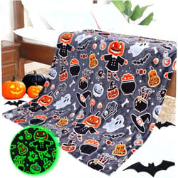 IMUKU Halloween Blanket Cozy Soft Lightweight Fleece Fall Pumpkin Throw Blankets Glow in The Dark Blankets Gifts Decor for Girls Boys Teens Kids Women Birthday