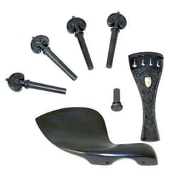 Sky Music Hand Carved Inlay Ebony Violin Parts (Pegs, Chinrest, Tailpiece, Endpin, Clamps)