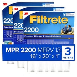 Filtrete MPR 2200 16 x 20 x 1 Healthy Living Elite Allergen Reduction HVAC Air Filter, Delivers Cleaner Air Throughout Your Home, 3-Pack