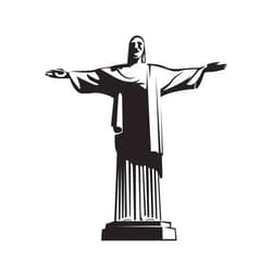 CustomVinylDecor Rio de Janeiro Wall Decor - Christ the Redeemer Statue Silhouette Vinyl Decal - Brazil Christian Culture Decoration for Living Room, Bedroom, Kitchen, Office