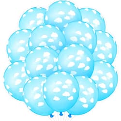 Gejoy 36 Pieces Blue Cloud Latex Balloons Mid Blue with Clouds Matte Balloons 12 Inches Cloud Print Light Blue Balloons for Baby Shower Boys Girls Birthday Party Supplies