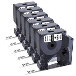 COLORWING 6-Pack Compatible Dymo 41913 (40913) 3/8 Inch D1 Label Tape Black on White 9mm Refills S0720680 for DYMO LabelManager 160 280 360D Label Maker COLORPOP, 23Ft