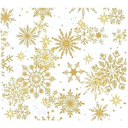 Northcott Gorgeous, Gold Snowflakes, on Ivory Tonal, Metallic Accent, Fabric, Stonehenge Christmas Joy, Holiday, Northcott, 24774M-10, by The Yard, White