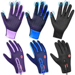 Zhanmai 3 Pairs Outdoor Winter Touchscreen Gloves Windproof Waterproof Gloves Thermal Glove for Running Hiking for Men Women