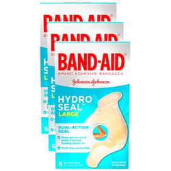 Band-Aid Brand Hydro Seal Large Waterproof Adhesive Bandages for Wound Care and Blisters, 6 ct (Pack of 3)