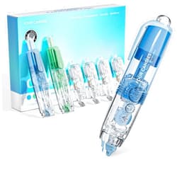 Four Candies Refillable Retractable White Out Correction Tape, 2PCS Cute White Out with 4 Extra Refills, Easy to Use Mini Aesthetic Pen Shaped Applicator for School Office Supplies (Blue Green)