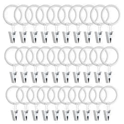WMYCONGCONG 40 PCS Metal Curtain Rings with Clips, Drapery Clips Hooks 1 Inch Interior Diameter Eyelets Decorative Vintage Rustproof Window Curtain Hangers for Decor Drapes, Bows, Caps etc, White