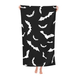 Puilkfgt Bats Halloween Goth Microfiber Beach Towel Quick Dry Super Absorbent Bath Towels Blanket for Shower Camping Beach 80x130cm, White