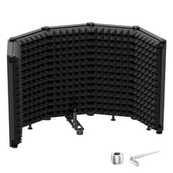 Moukey Microphone Isolation Shield, Foldable Mic Shield with Triple Sound Insulation, Reflection Filter with 3/8