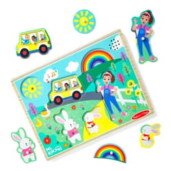 Melissa & Doug Ms. Rachel Wooden Song Peg Puzzle, Light Activated, 6-Piece with Full Songs, Toddler Toys for Boys and Girls Ages 2-5+ Years - FSC Certified