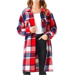 URBEST Women's Oversized Plaid Shacket - Cozy Long Sleeve Button Down Jacket with Pockets, Knee Length/Plus Size/Cropped