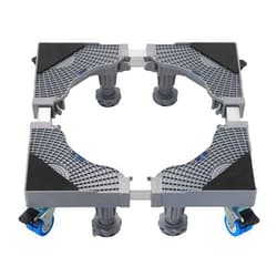 MYFULLY Adjustable Movable Furniture Dolly Roller Base with 4×2 Locking Rubber Swivel Wheels and 4 Strong Feet, Multi-Functional Mobile Stand for Dryer, Washing Machine and Refrigerator (Grey)