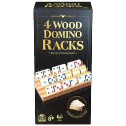 Spin Master Games, Wooden Domino Racks, Set of 4 Trays for Mexican Train Dominoes, Dominoes Games, Classic Game, Kids Game, Adults & Kids Ages 8+