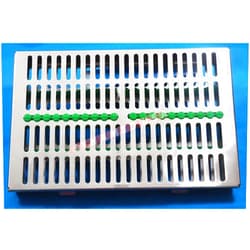 SYNAMED USA German Stainless Dental Autoclave Sterilization Cassette Box Tray for 20 Instruments Green