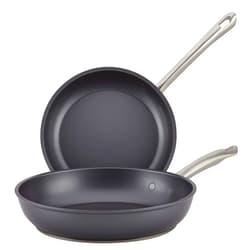 Anolon Accolade Hard Anodized Nonstick Fry Pan Skillet Set, 10 Inch and 12 Inch, Gray 10 Inch and 12 Inch Gray