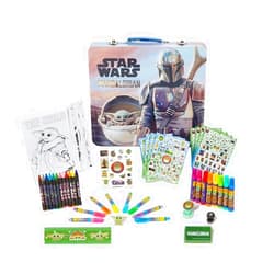 Innovative Designs Star Wars Mandalorian Baby Yoda Deluxe Activity Set for Kids with Carrying Tin, Coloring Sheets, Tattoos, Stickers, & Art Supplies, 500+ Pieces