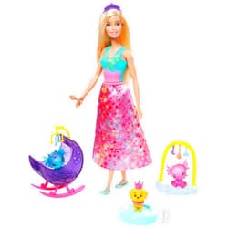 Barbie Dreamtopia Dragon Nursery Playset Princess Doll, Baby Dragons, Cradle and Accessories, Multi