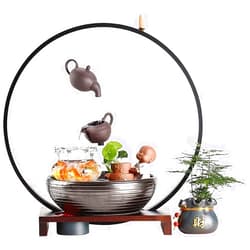 SZYARA Tabletop Water Fountain Tabletop Fountain Teapot Indoor Fountains Relaxation Meditation Tabletop Fountain Waterfall Decoration for Home Office Waterfall Fountain