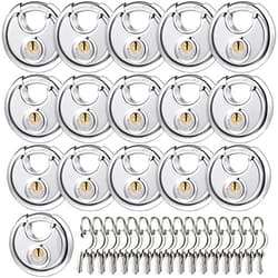 Chumia 16 Pack Padlocks Alike Keyed, Stainless Steel Pad Locks with Same Key Discus Lock 2-3/4 Inch Wide 3/8 Inch Diameter Shackle, Disc Lock for Outdoor Use, Storage Unit, Sheds, Garages and Fence