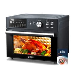 Kitchen in the box 32QT Extra Large Air Fryer Toaster Oven Combo, 21-in-1 Countertop Convection Toaster Oven with Rotisserie and Dehydrate, 6 Accessories, 1800W Dual Cook Preset (Black)