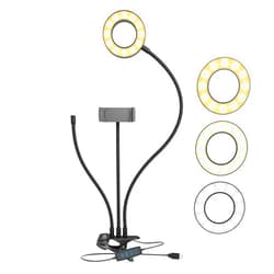 Movo VGC-3 Selfie Ring Light Stand with Cell Phone Holder and Third Flexible Arm with a 1/4