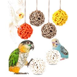Bissap 6PCS Small Parrot Chew Toys, Sola Balls Parrot Chewing Foraging Toys Colorful Bird Foot Balls for Cockatiels Conures Cockatoos Parakeets Love Birds Small Parrot Cage Bite Toys