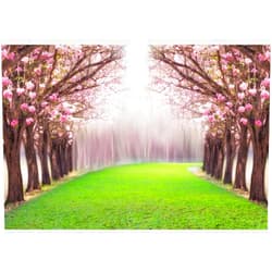 Leowefowa 8x6ft Cherry Blossom Backdrop Enchanted Garden Backdrops for Photography Forest Trees Green Grassland Wedding Ceremony Vinyl Photo Background Bride Lover Studio Props