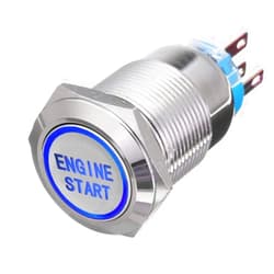 ESUPPORT 12V Car Vehicle Blue LED Light Headlight Push Button Metal Toggle Switch 19mm Engine Start