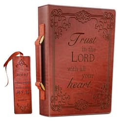 FINPAC Large Classic Bible Cover Vegan Leather Carrying Book Case Church Bag Bible Protective with Handle, Gift for Men, Women, Father, Mother, Friends, Brown