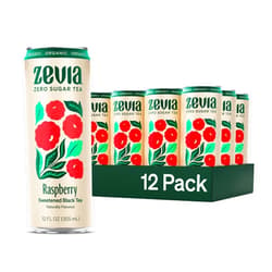 Zevia Organic Sugar Free Iced Tea, Black Tea Raspberry, 12 Ounce Cans (Pack of 12)