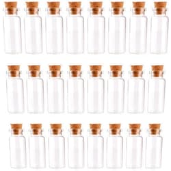 MaxMau 24PCS 10ml Glass Bottles Mini Vials with Cork Stoppers for DIY Decoration and Wedding Party Favors