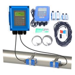 HYYKJ-US Ultrasonic Flow Meter TUF-2000B Liquid Water Flow Control Meter Flowmeter Counter LCD Display with TS-2 & TM-1 Clamp-on Transducers DN20-700mm