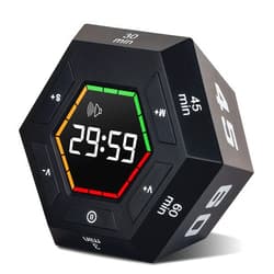 Haiphisi Pomodoro Timer, Productivity Timer Cube,3,5,15, 30, 45, 60 Minute Preset Smart Countdown Timer, Easy-to-Use Time Management Tool (Black)