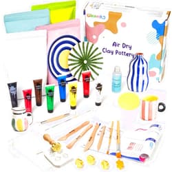 Gleamkid Air Dry Clay Kit for Adults & Kids with Exclusive Stamp | Extra Clay - Complete Sculpting Pottery Kit for DIY, Valentines Day Gifts, Couples Date Night Arts & Crafts Set, Gloss Varnish