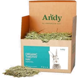 Andy by Anderson Hay Andy Organic Timothy Hay Rabbit & Guinea Pig Food, 15 Lb Box, 1st Cut Timothy Hay, Premium Hay for Rabbits, Chinchilla, Gerbil, and Small Pet Treats