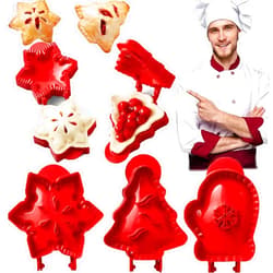 PABTID 3Pcs Mini Pie Molds, Dough Presser Pocket Pie Molds for Baking, Party Potluck Hand Pie Molds, One Press Pie Set, Snowflake, Mitt and Christmas Tree Shapes (Christmas Mince Pie Mold)