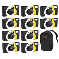 Kodak Professional Tri-X 400 Black and White Negative Film Single Use Camera, 27 Exposures, 10-Pack with Slinger Brand Camera Bag