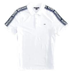 Michael Michael Kors Michael Kors Mens MK Logo 100% Cotton White/Black Polo Shirt (XL), X-Large
