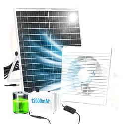 Auzev Solar Exhaust Fan with 12000mAH Battery, 22W Solar Powered Fan for Greenhouse Circulation, 9.8