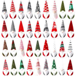 Hiboom 36 Pcs Christmas Ornaments Gnomes Bulk, Christmas Tree Gnome Decorations Hanging Handmade Swedish Plush Santa Scandinavian Beard Design for Home Xmas Holidays Decor