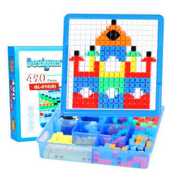 ZOZOPLAY Kids Toys Mosaic Puzzle,490Pcs Building Blocks,Educational Toys with 6 Assembly Drawing,STEM Toys for 4+ Year Old(Small Cube)