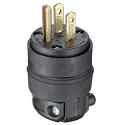Leviton 000-515PR-000 515PR 15 Amp 125 Volt, Straight Blade Rubber Plug, NEMA 5-15P, Black
