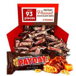 CHAIN & JO SWEETS PayDay Chocolate Covered Peanut Caramel Bar 5 Pound Approx 93 Bars - Chocolate Candy With Peanut and Caramel