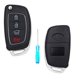 YCML Keyless Entry Remote Key Fob Case Fits for Hyundai Santa fe Sonata Tucson Key Fob Shell 4 Buttons, Black