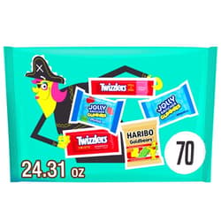 Jolly Rancher HARIBO, JOLLY RANCHER and TWIZZLERS Assorted Fruit Flavored, Halloween Candy Bag, 24.31 oz (70 Pieces)