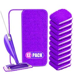 PAPCLEAN 12 Pack Reusable Mop Pads Compatible with Swiffer Wet Jet Mop- Microfiber Wet Pads Refill Washable Mop Pads Wet Dry Mopping Cloths Replacements for Wetjet 12