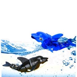 NEXTAKE Electric Rollover Dolphin Bath Toy, Bathtub Rolling Fish Water Play for Toddlers Kids Ages 3+ – Automatic Tubmling & Swimming (Blue+Black)